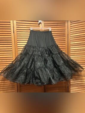 Black Ruffled Tiered Petticoat Crinoline Skirt - 1950s Vintage Style